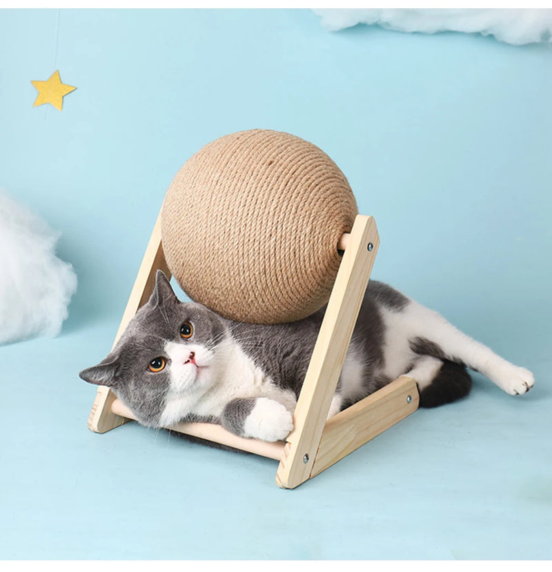 🐾 Brinquedo de Arranhar para Gato – Bola em Sisal com Base Antiderrapante