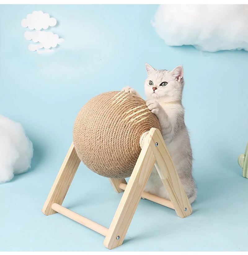 🐾 Brinquedo de Arranhar para Gato – Bola em Sisal com Base Antiderrapante