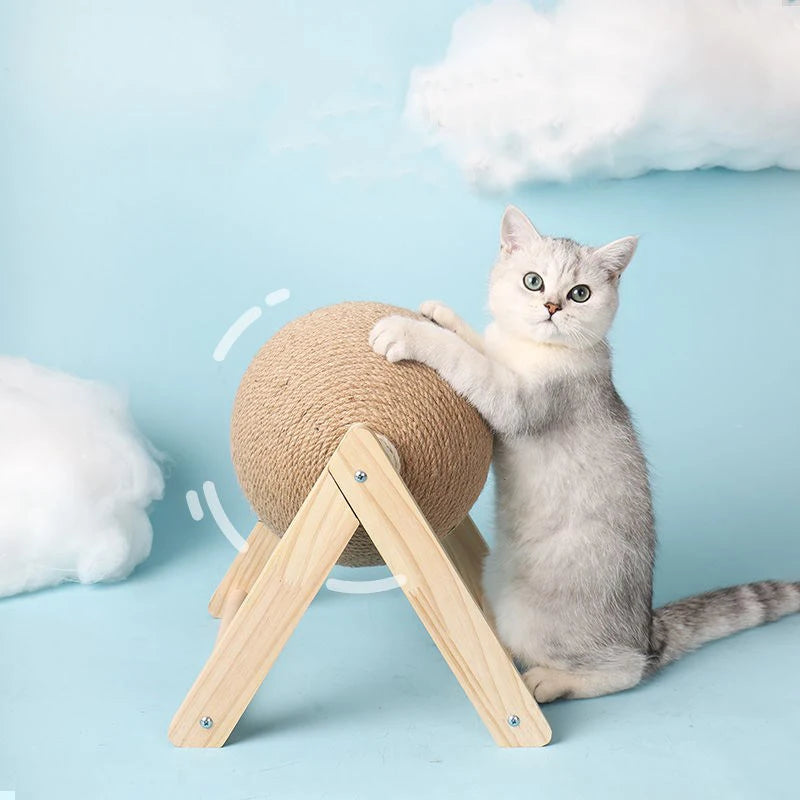 🐾 Brinquedo de Arranhar para Gato – Bola em Sisal com Base Antiderrapante