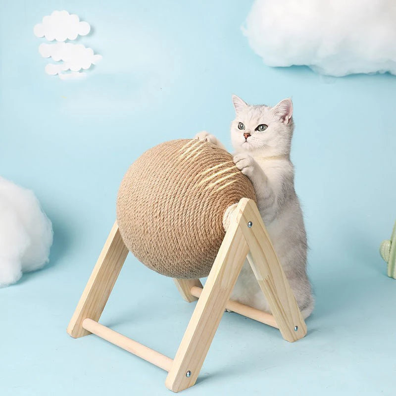 🐾 Brinquedo de Arranhar para Gato – Bola em Sisal com Base Antiderrapante
