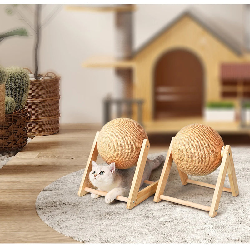 🐾 Brinquedo de Arranhar para Gato – Bola em Sisal com Base Antiderrapante