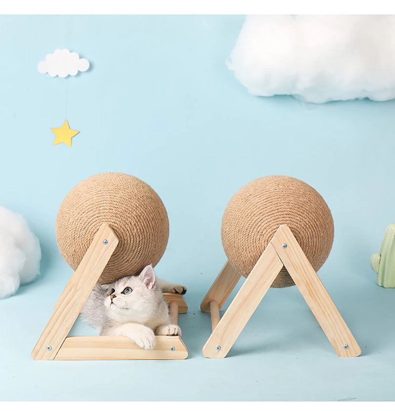 🐾 Brinquedo de Arranhar para Gato – Bola em Sisal com Base Antiderrapante