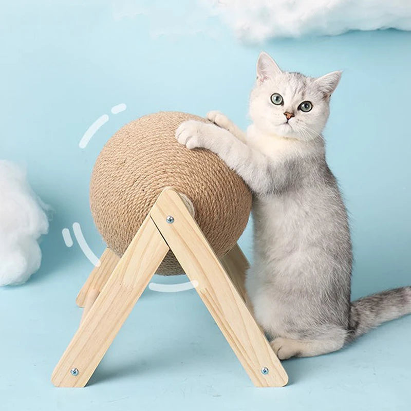 🐾 Brinquedo de Arranhar para Gato – Bola em Sisal com Base Antiderrapante