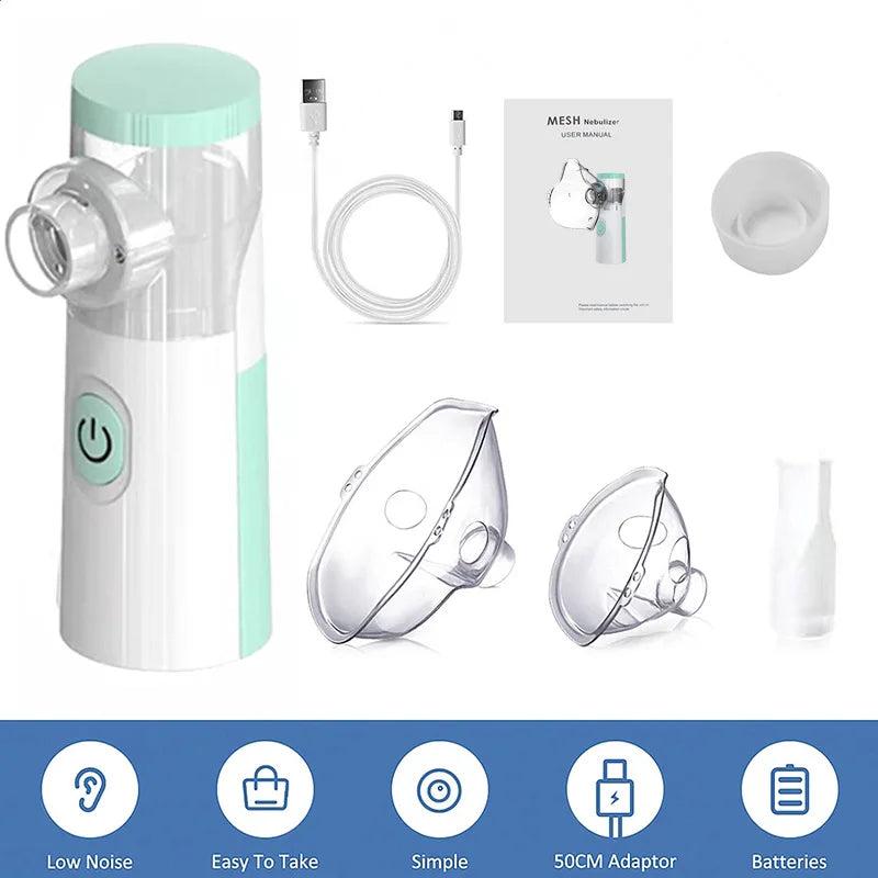 Nebulizador Portátil Silencioso Mesh – Inalador para Asma e Cuidados Respiratórios