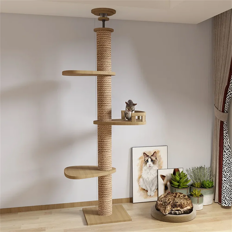 🐾 Árvore de Gato Ajustável do Chão ao Teto – Torre Multi-Níveis com Arranhadores e Rede de Descanso