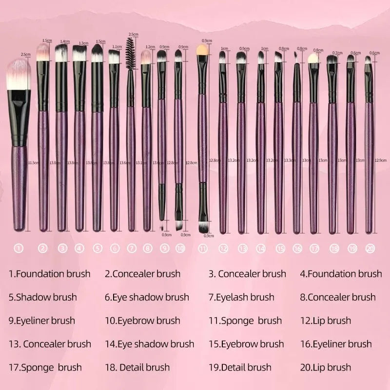 Kit completo de pincéis de maquiagem 20 peças . Super macio feito com  fibras sintéticas.