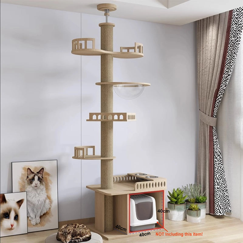 🐾 Árvore de Gato Ajustável do Chão ao Teto – Torre Multi-Níveis com Arranhadores e Rede de Descanso