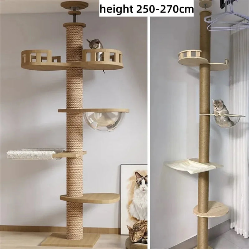 🐾 Árvore de Gato Ajustável do Chão ao Teto – Torre Multi-Níveis com Arranhadores e Rede de Descanso