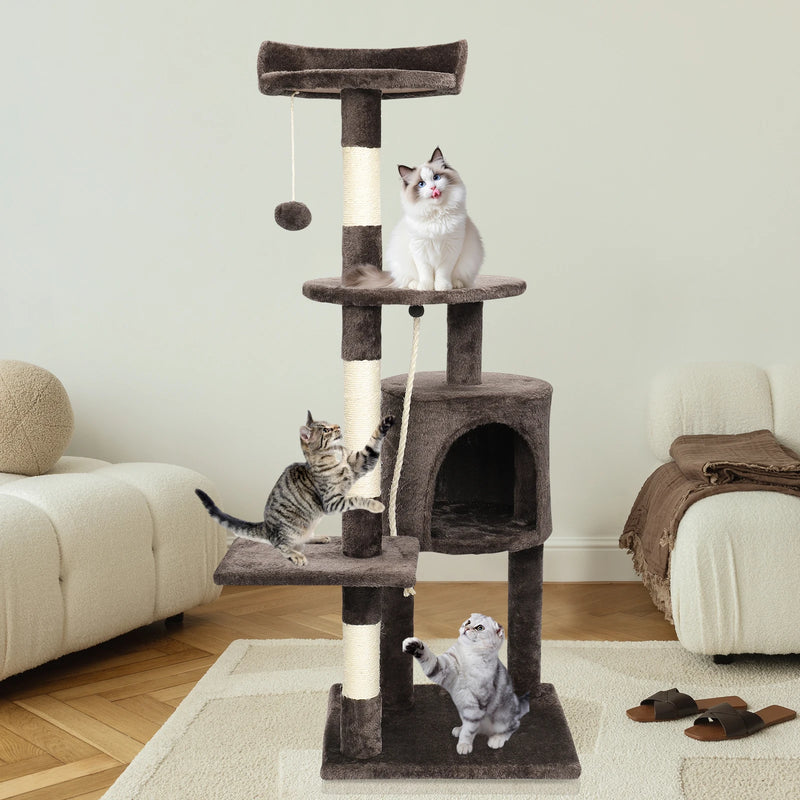 🐾 Árvore de Gato 112 cm – Torre Arranhador com Plataformas e Cama Confortável