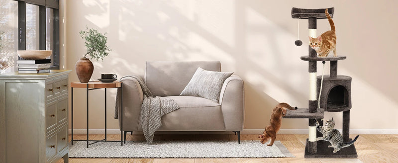🐾 Árvore de Gato 112 cm – Torre Arranhador com Plataformas e Cama Confortável